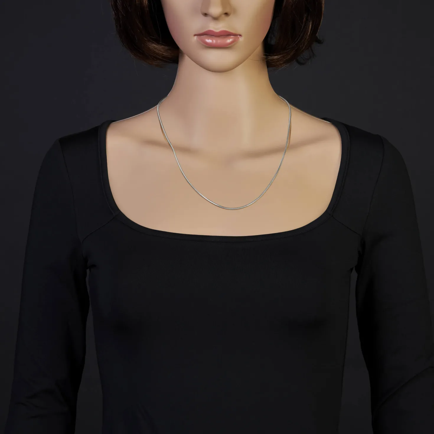1,9mm Schlangenkette Kette Collier aus 585 Gold Weißgold, 55cm, Damen