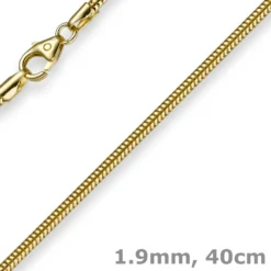 1,9mm Schlangenkette Kette Collier, 750 Gold Gelbgold, Goldkette 40cm