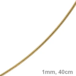 1mm Schlangenkette Kette Collier aus 750 Gold Gelbgold, Goldkette 40cm