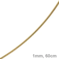 1mm Schlangenkette Kette Collier aus 750 Gold Gelbgold, Goldkette 60cm