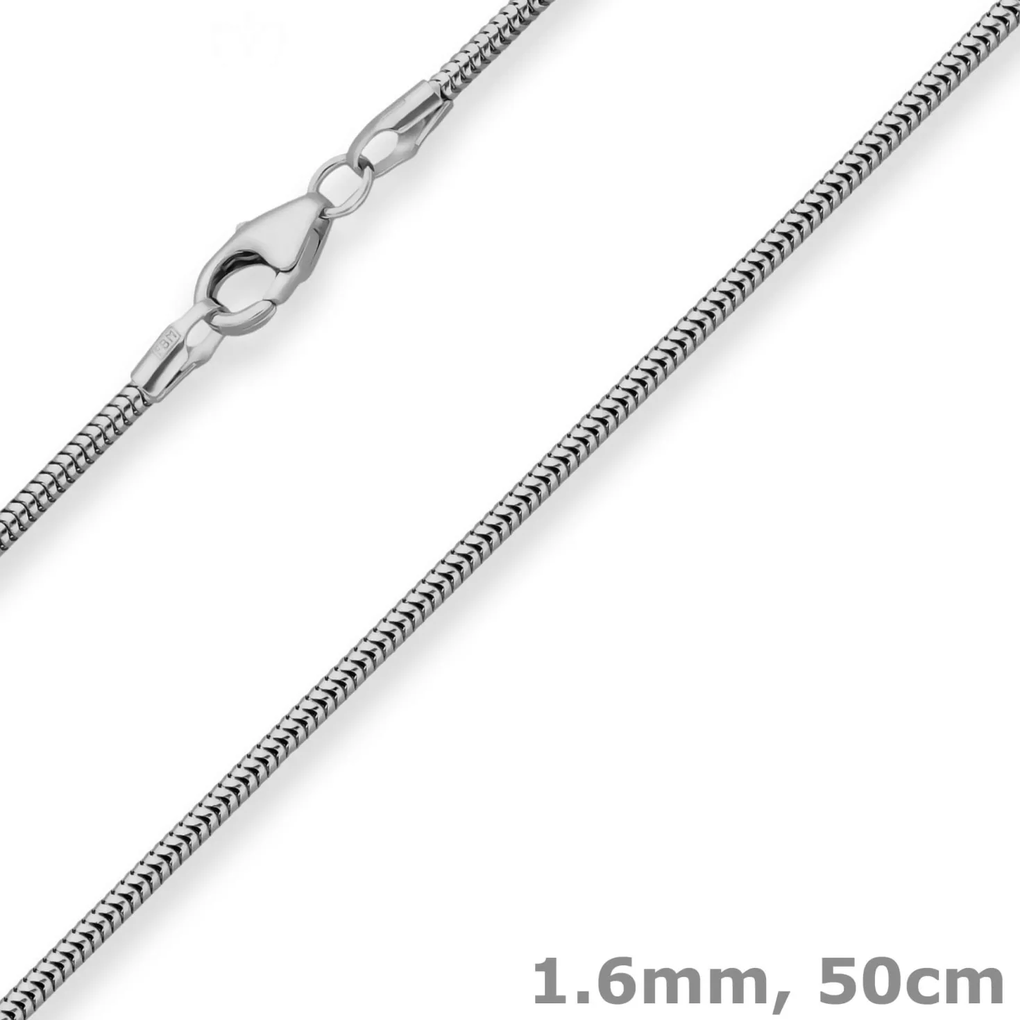 1,6mm Schlangenkette Kette Collier Halskette aus 925 Silber rhodiniert 50cm