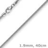 1,9mm Schlangenkette Kette Collier, 750 Gold Weißgold, Goldkette 40cm