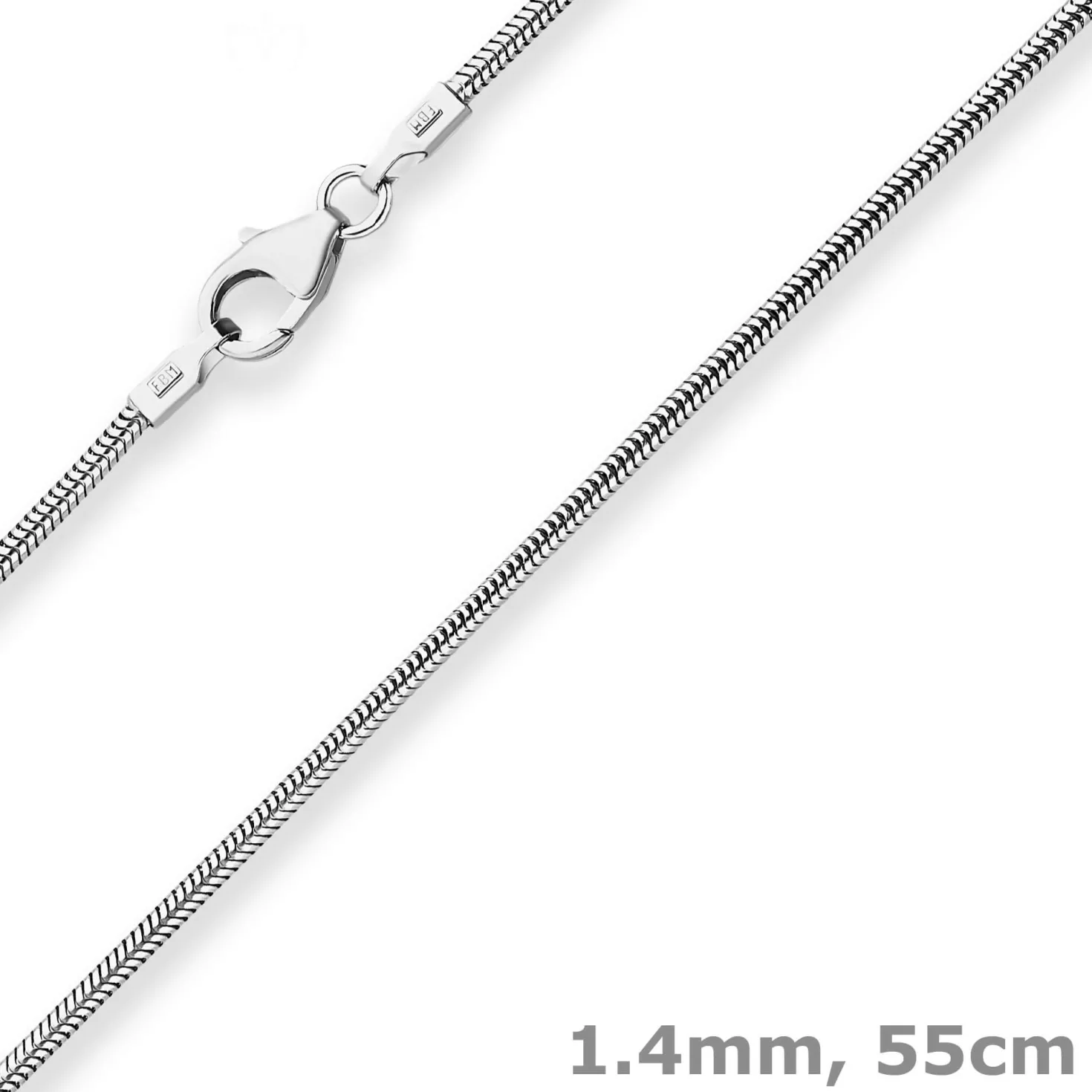 1,4mm Schlangenkette Kette Collier Halskette aus 925 Silber rhodiniert 55cm