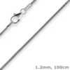 1,2mm Schlangenkette Kette Collier Halskette aus 925 Silber rhodiniert 100cm