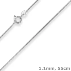 1,1mm Schlangenkette Kette Collier Halskette aus 925 Silber rhodiniert 55cm