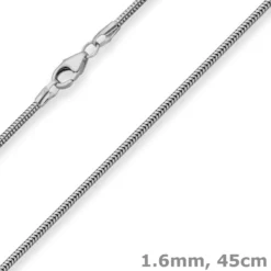 1,6mm Schlangenkette Kette Collier Halskette aus 925 Silber rhodiniert 45cm