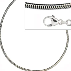 1,6mm Schlangenkette Kette Collier aus 925 Silber rhodiniert 70cm