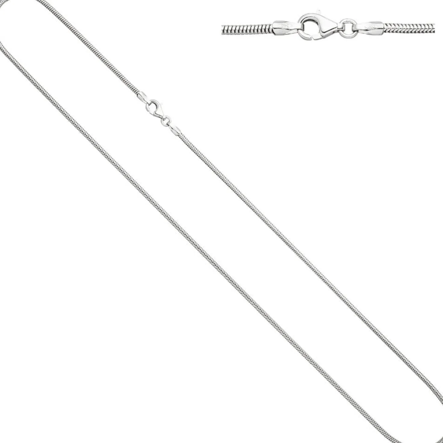 1,6mm Schlangenkette Kette 14Kt. 585 Weißgold 42cm rund