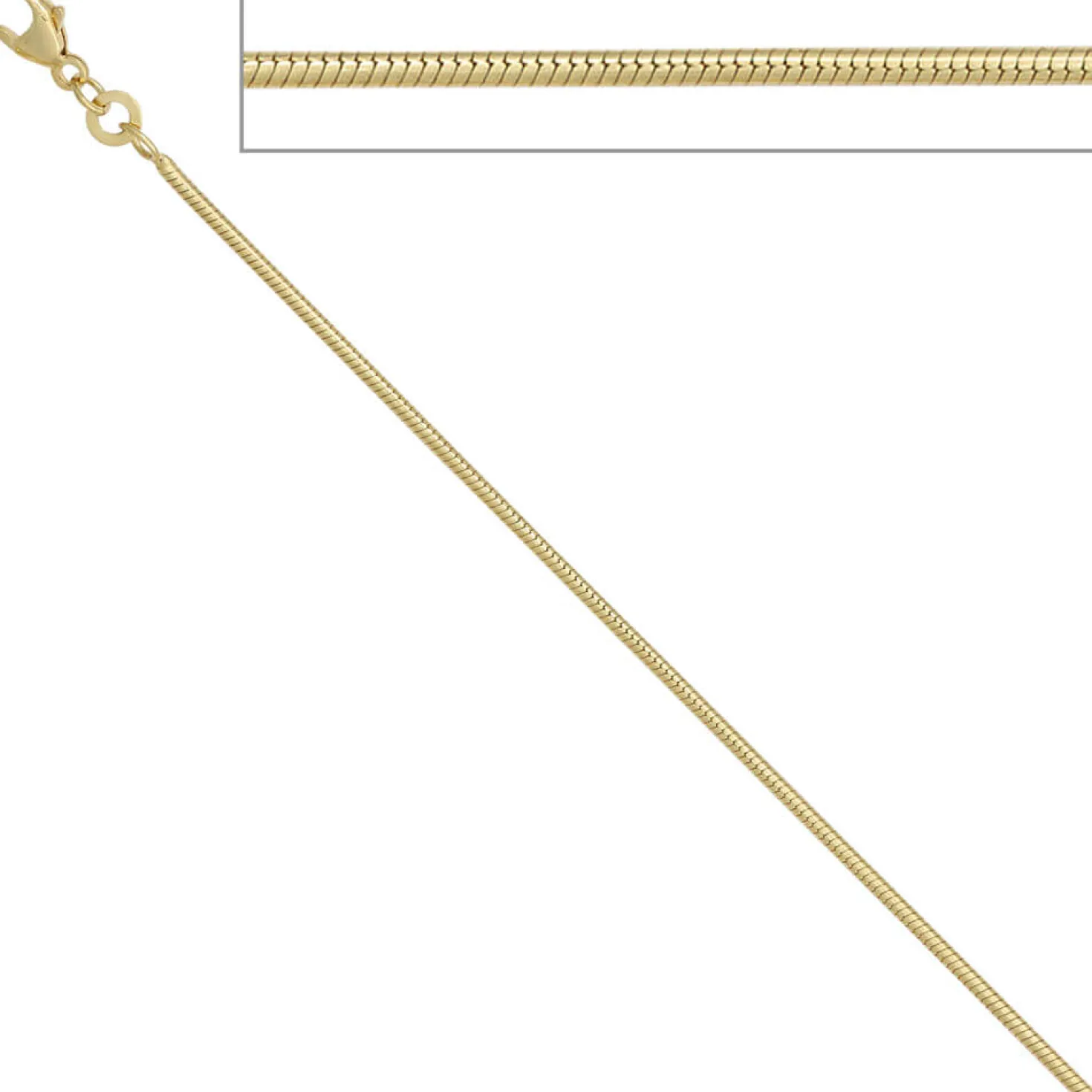 1,4mm Schlangenkette Kette rund, 333 Gold Gelbgold 50cm