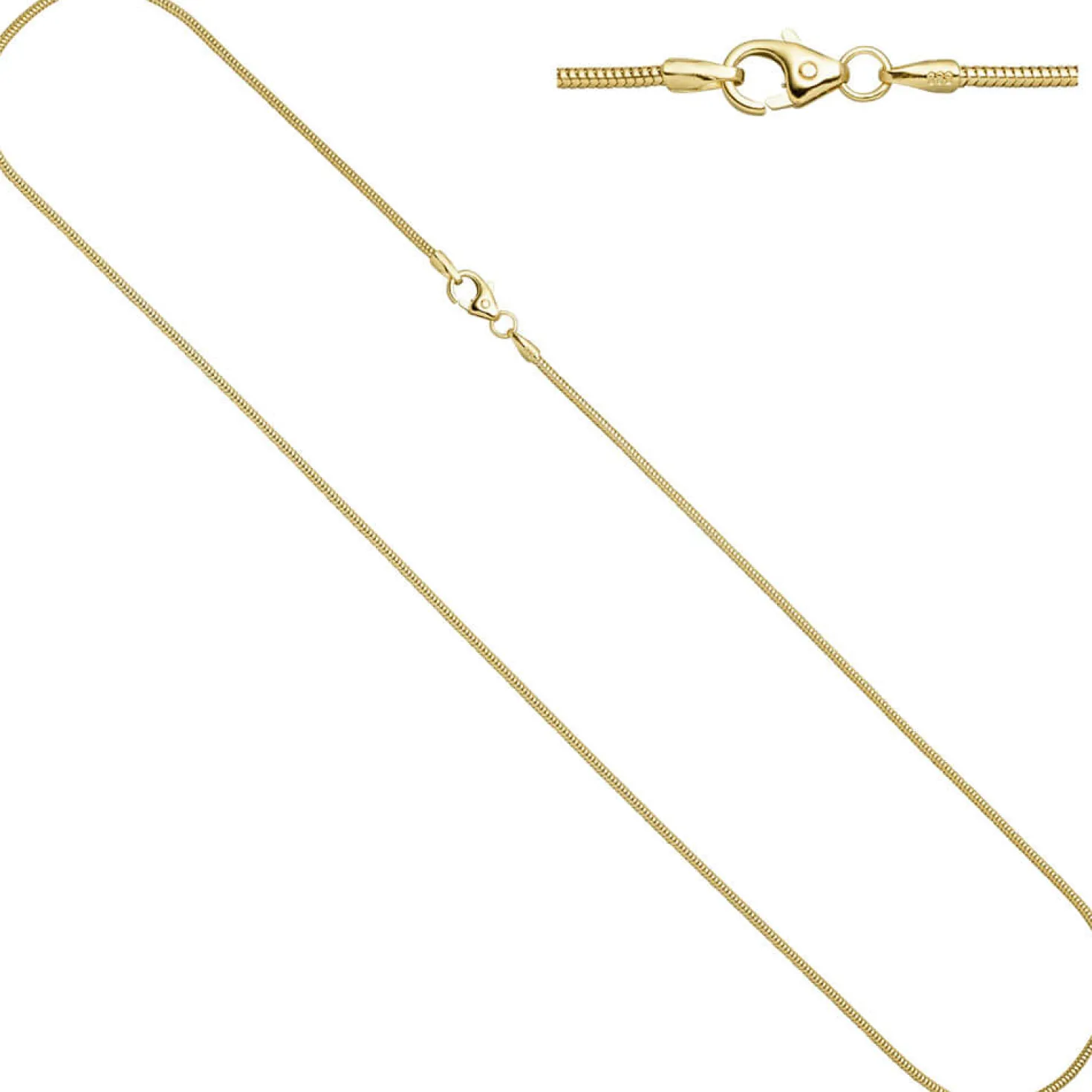 1,4mm Schlangenkette Kette rund, 585 Gold Gelbgold 60cm