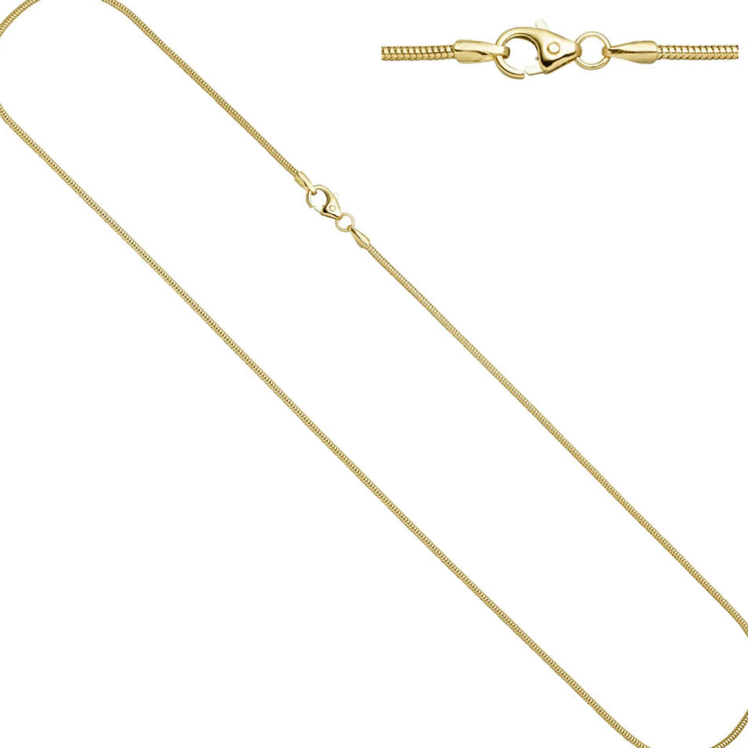 1,4mm Schlangenkette Kette rund, 333 Gold Gelbgold 60cm