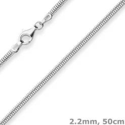 2,2mm Schlangenkette oval Silberkette Collier Halskette aus 925 Silber 50cm
