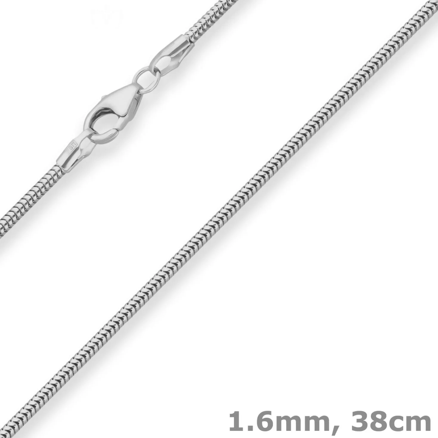 1,6mm Schlangenkette Silberkette Collier Halskette aus 925 Silber 38cm