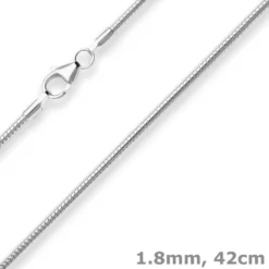 1,8mm Schlangenkette Silberkette Collier Halskette aus 925 Silber 42cm
