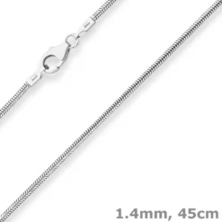 1,4mm Schlangenkette Silberkette Collier Halskette aus 925 Silber 45cm
