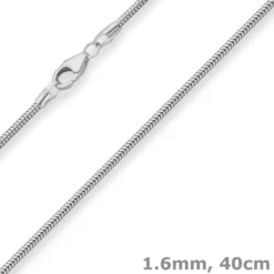 1,6mm Schlangenkette Silberkette Collier Halskette aus 925 Silber 40cm