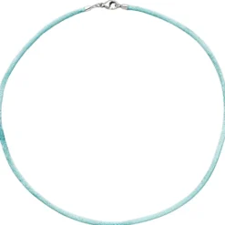 2,8mm Seidenband Seidencollier türkis, Karabiner 925, Damen, 42cm