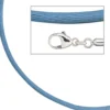 2,8mm Seidenband Seidencollier hellblau, Karabiner 925, Damen, 42cm