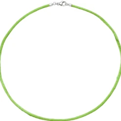 2,8mm Seidenband Seidencollier hellgrün, Karabiner 925, Damen, 42cm