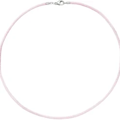 2,8mm Seidenband Seidencollier rose, Karabiner 925 Silber, Damen, 42cm