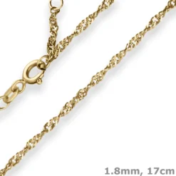 1,8mm Singapurkette Armband aus 585 Gold Gelbgold 17cm mit Zwischenöse