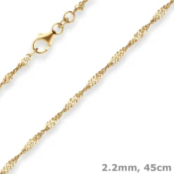 2,2mm Singapurkette Collier Halskette aus 585 Gold Gelbgold 45cm