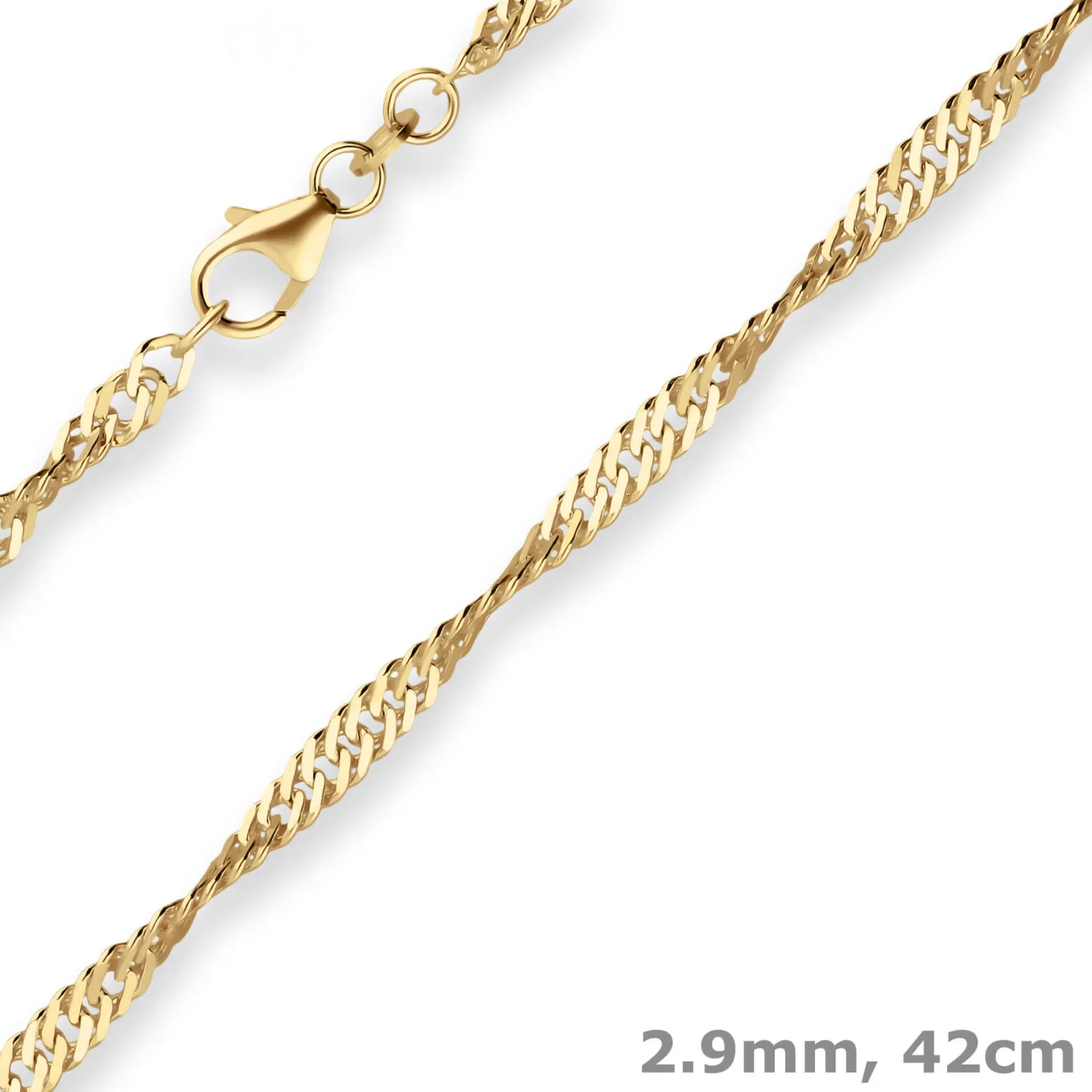2,9mm Singapurkette Collier Halskette aus 585 Gold Gelbgold 42cm