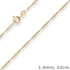 1,4mm Singapurkette Goldkette Collier Halskette aus 585 Gold Gelbgold 42cm