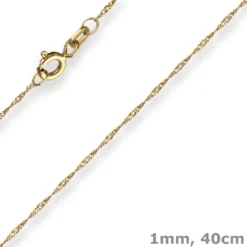 1mm Singapurkette Goldkette Collier Halskette aus 375 Gold Gelbgold 40cm