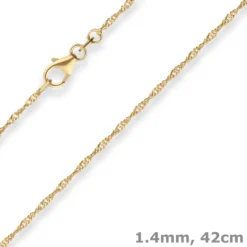 1,4mm Singapurkette Goldkette Collier Halskette aus 750 Gold Gelbgold 42cm