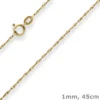 1mm Singapurkette Goldkette Collier Halskette aus 375 Gold Gelbgold 45cm