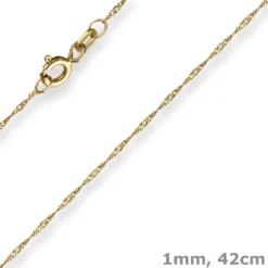 1mm Singapurkette Goldkette Collier Halskette aus 585 Gold Gelbgold 42cm
