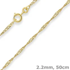 2,2mm Singapurkette Goldkette Collier Halskette aus 333 Gold Gelbgold 50cm