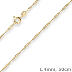1,4mm Singapurkette Goldkette Collier Halskette aus 585 Gold Gelbgold 50cm