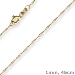 1mm Singapurkette Goldkette Collier Halskette aus 750 Gold Gelbgold 45cm