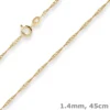 1,4mm Singapurkette Goldkette Collier Halskette aus 375 Gold Gelbgold 45cm