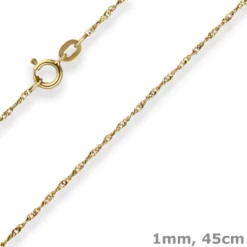 1mm Singapurkette Goldkette Collier Halskette aus 585 Gold Gelbgold 45cm