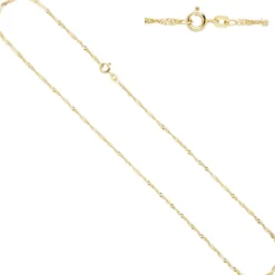 1,8mm Singapurkette Kette Halskette 333 Gold Gelbgold 50cm Halsschmuck