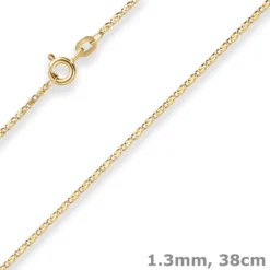 1,3mm S-Panzerkette Goldkette Collier Halskette aus 333 Gold Gelbgold 38cm