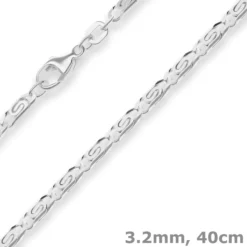 3,2mm S-Panzerkette Silberkette Collier Halskette aus 925 Silber 40cm