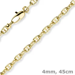 4mm Steg-Ankerkette Kette Collier Halskette aus 585 Gold Gelbgold 45cm
