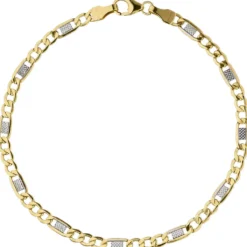 3,7mm Steg-Panzerarmband Armband Armkette aus 333 Gold Gelbgold 19cm
