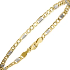 3,7mm Steg-Panzerarmband Armband Armkette aus 333 Gold Gelbgold 19cm