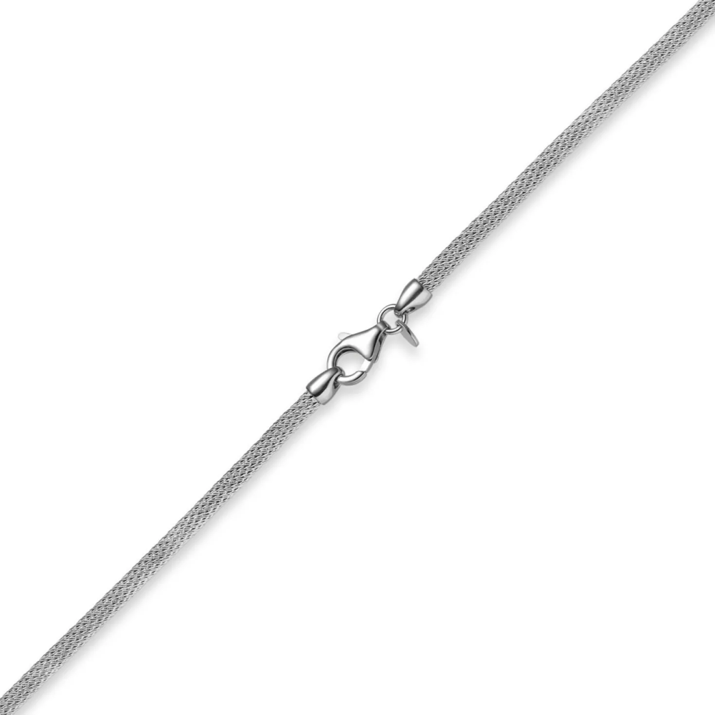 3mm Strickcollier Kette Halsreif, 585 Gold Weißgold, 45cm, Damen
