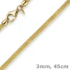 3mm Strickcollier Kette Halsreif 750 Gold Gelbgold 45cm Damen Goldkette