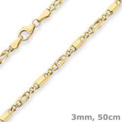 3mm Tigeraugenkette Goldkette Collier Halskette aus 585 Gold Gelbgold 50cm