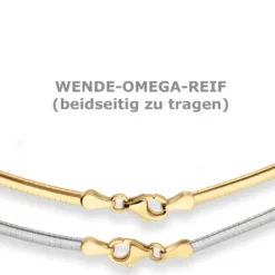 2,4mm Tondakette oval Collier Wendeomega flach aus 585 Gold gelb/weiß 42cm
