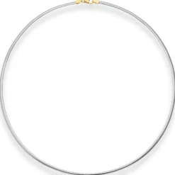2,4mm Tondakette oval Collier Wendeomega flach aus 585 Gold gelb/weiß 42cm