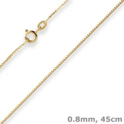 0,8mm Veneziakette Collier Halskette aus 585 Gold Gelbgold 45cm mit Zwischenöse