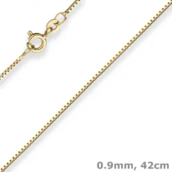 0,9mm Veneziakette Collier Halskette aus 333 Gold Gelbgold 42cm mit Zwischenöse